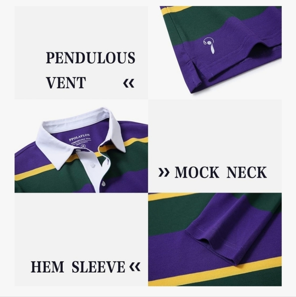 Striped Purple and Green Men's Shirt - Picture 4 of 16